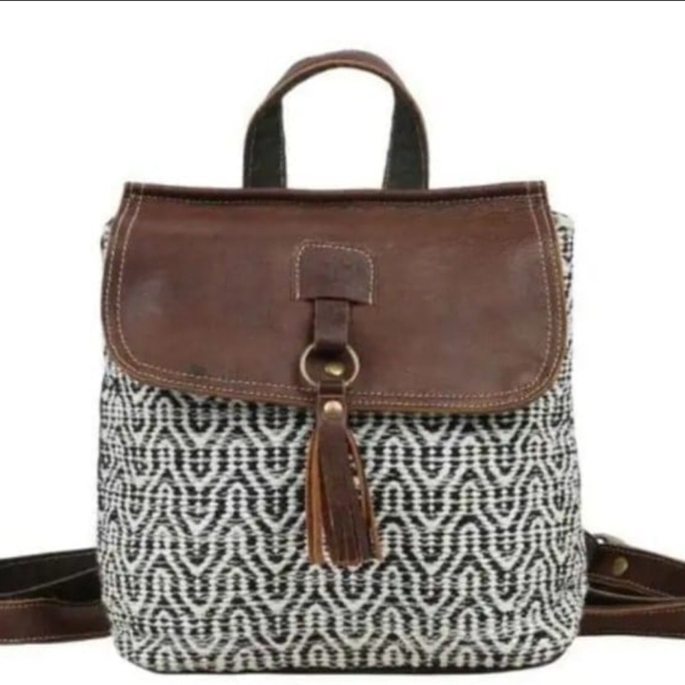 Brown and Black Patterned Women's Backpack